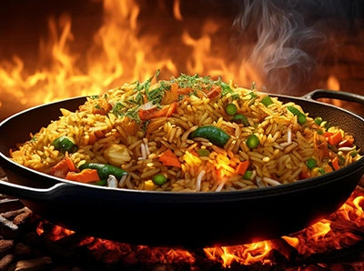 BURN GARLIC FRIED RICE (VEG – EGG – CHICKEN – MIXED)